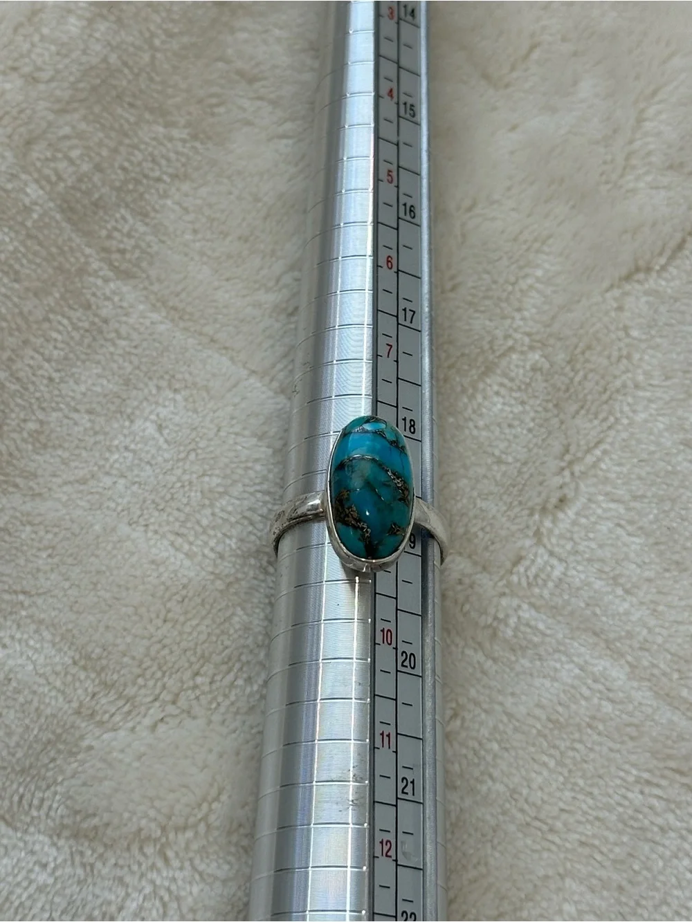 Sterling Silver Turquoise Oval Ring - Blue Stone